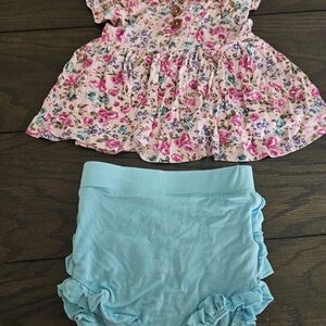 Posh Peanut Henley Cap Sleeve Peplum and Bummie 18-24m